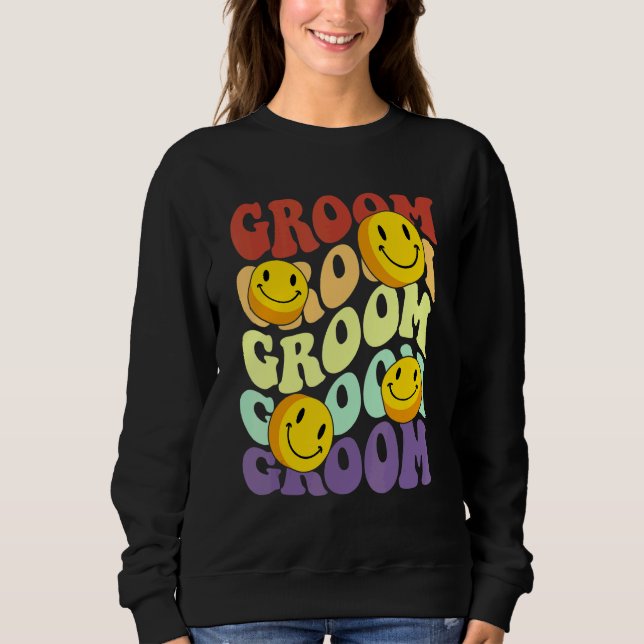 groom retro smile face wedding celebration bachelo sweatshirt (Front)