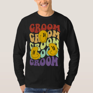 groom retro smile face wedding celebration bachelo T-Shirt