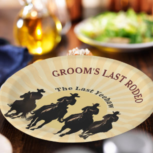 Groom’s Last Rodeo Cowboy Sunset Bachelor Party Paper Plate