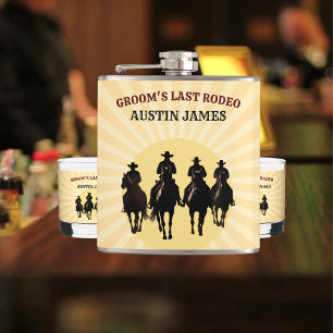 Groom’s Last Rodeo Sunset Groom's Bachelor Party Hip Flask