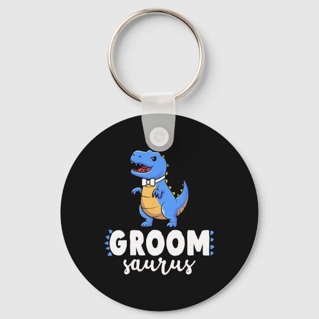 Groom Saurus Dinosaur Engagement Wedding Couples M Key Ring (Front)