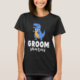 Groom Saurus Dinosaur Engagement Wedding Couples M T-Shirt