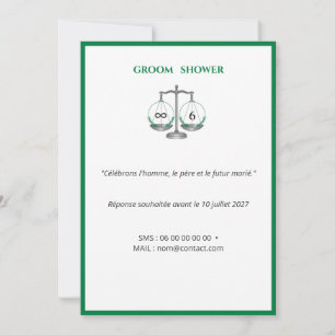Groom Shower - Emerald Green and Anthracite Gray Invitation