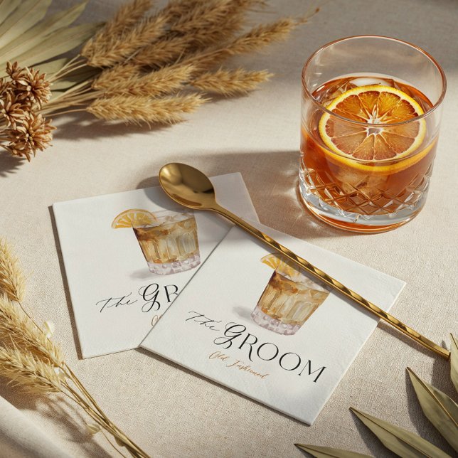 Groom Signature Cocktail Watercolor Wedding Drink Napkin (Groom Signature Cocktail Watercolor Wedding Drink Napkins)