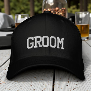 Groom Simple Modern Typography Wedding Custom Embroidered Hat