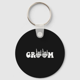 Groom Skeleton Gothic Halloween Wedding Bachelor P Key Ring