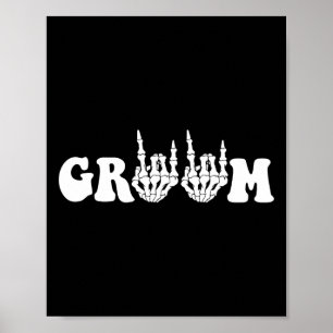 Groom Skeleton Gothic Halloween Wedding Bachelor P Poster