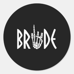 Groom Skeleton Gothic Wedding Engagement Halloween Classic Round Sticker