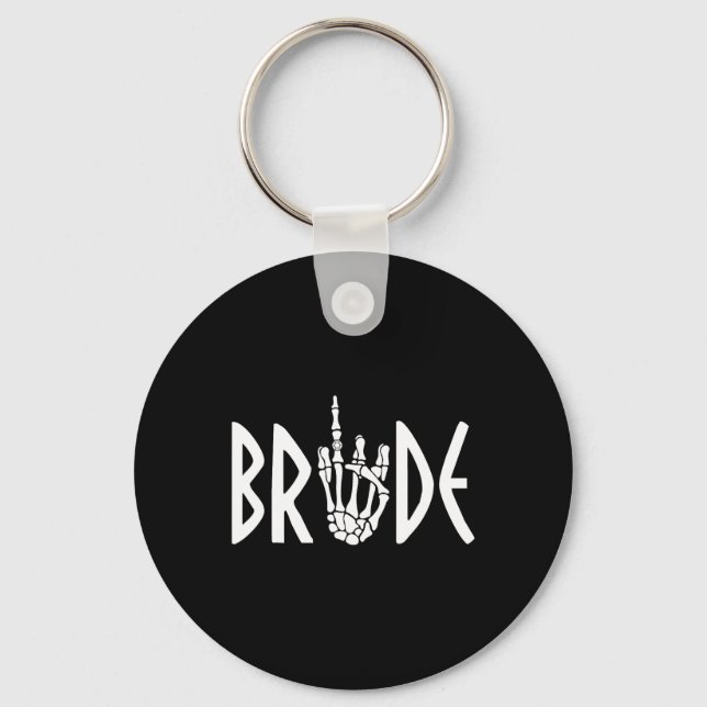 Groom Skeleton Gothic Wedding Engagement Halloween Key Ring (Front)