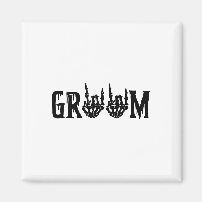 Groom Skeleton Hand Bride Halloween Wedding Bachel Magnet (Front)