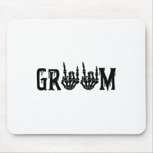 Groom Skeleton Hand Bride Halloween Wedding Bachel Mouse Pad