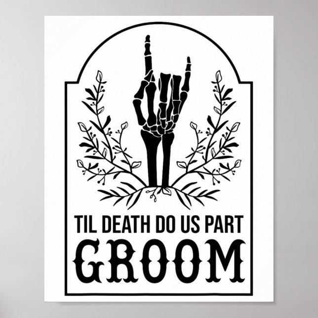 Groom Skeleton Hand Couples Matching Wedding Hallo Poster (Front)