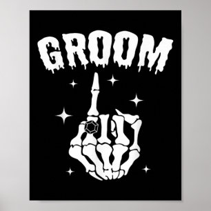 Groom Skeleton Hand Wedding Halloween Couples Matc Poster