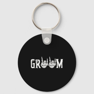 Groom Skeleton Rock Hand Halloween Wedding Bachelo Key Ring