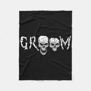 Groom - Skeleton Skull Halloween Wedding Bachelor  Fleece Blanket