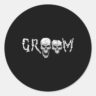 Groom - Skeleton Skull Halloween Wedding Chelor Classic Round Sticker