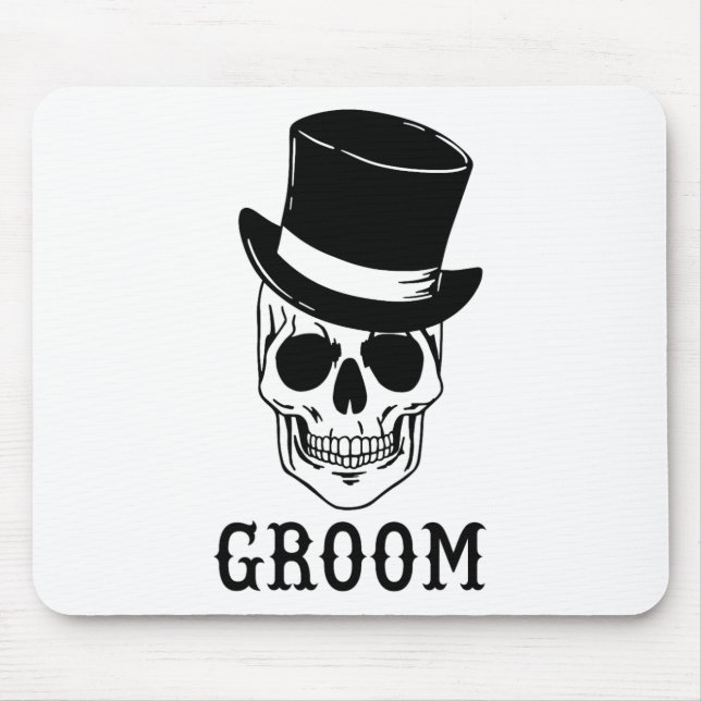 Groom Skull With Hat Bride Halloween Wedding Bache Mouse Pad (Front)