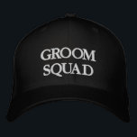 Groom Squad black and white wedding Embroidered Hat<br><div class="desc">Groom Squad,  Tribe black and white wedding Embroidered Baseball Cap
Available in many colours and options</div>
