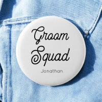 Groom Squad Black White Button
