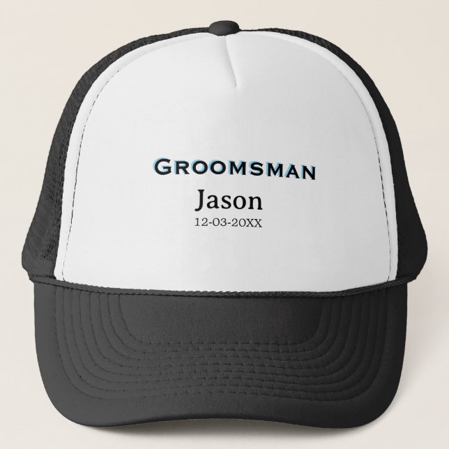 Groom Squad groomsman bachelorette party add name  Trucker Hat (Front)