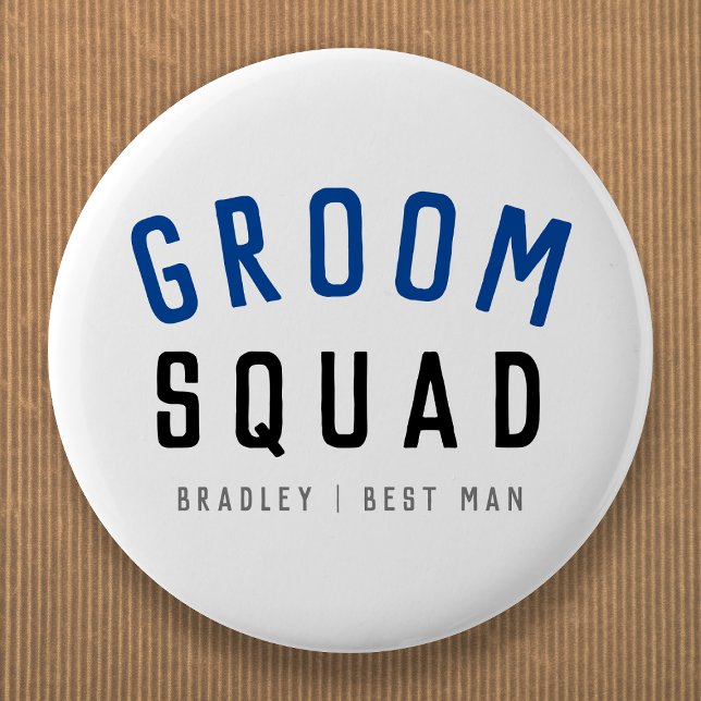 Groom Squad | Modern Bachelor Groomsman Stylish 6 Cm Round Badge (Creator Uploaded)