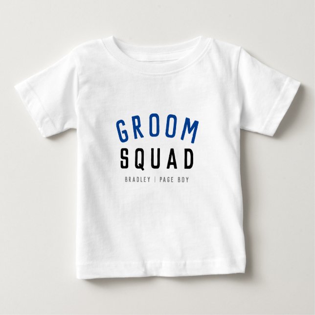 Groom Squad | Modern Bachelor Groomsman Stylish Baby T-Shirt (Front)