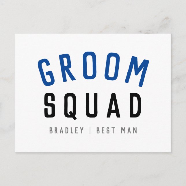 Groom Squad | Modern Bachelor Groomsman Stylish Postcard (Front)