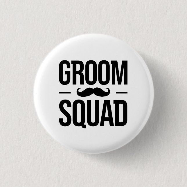 Groom Squad Moustache 3 Cm Round Badge (Front)