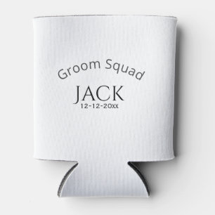 Groom squad name date year bold letter bachelorett can cooler