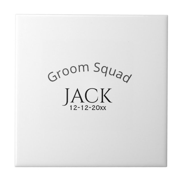 Groom squad name date year bold letter bachelorett ceramic tile (Front)