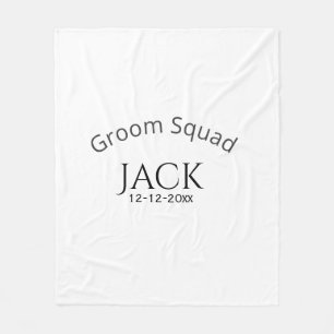 Groom squad name date year bold letter bachelorett fleece blanket