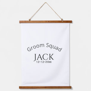 Groom squad name date year bold letter bachelorett hanging tapestry