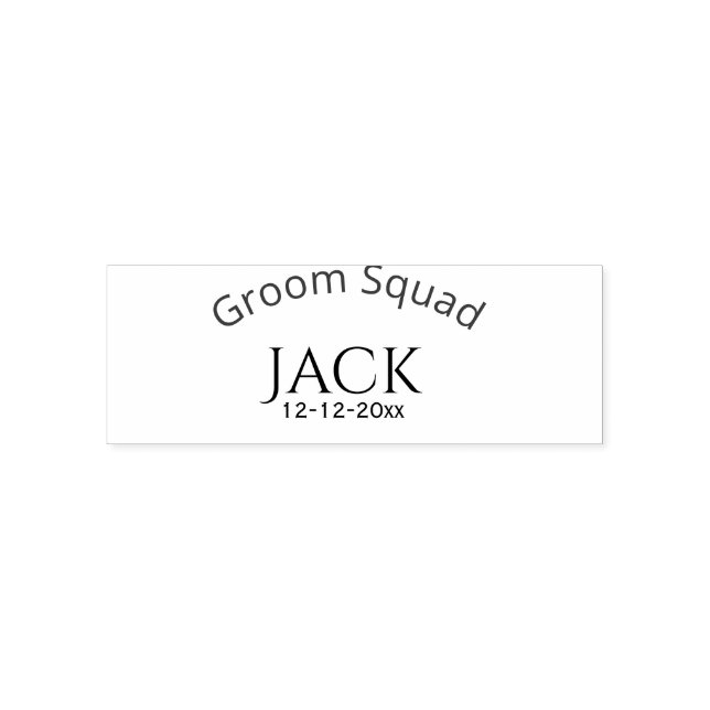 Groom squad name date year bold letter bachelorett self-inking stamp (Design)