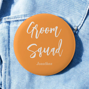 Groom Squad Orange White Wedding 6 Cm Round Badge