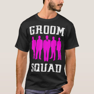 Groom Squad Pink & White Wedding Groomsmen T-Shirt