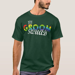 Groom Squad Rainbow Flag Pride LGBTQ Wedding Party T-Shirt