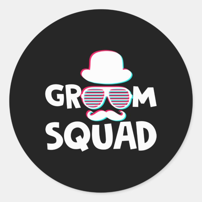 Groom Squad Sunglasses Wedding Bachelor Party Classic Round Sticker (Front)