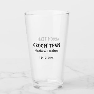 Groom team groomsman name date bachelore party glass