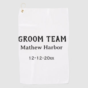 Groom team groomsman name date bachelore party golf towel