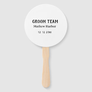Groom team groomsman name date bachelore party hand fan