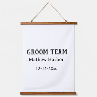 Groom team groomsman name date bachelore party hanging tapestry
