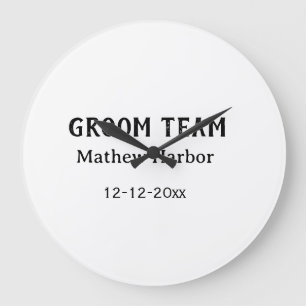 Groom team groomsman name date bachelore party large clock