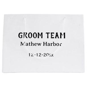 Groom team groomsman name date bachelore party large gift bag