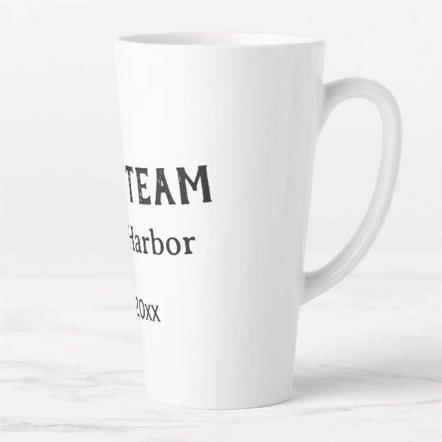 Groom team groomsman name date bachelore party latte mug (Right)