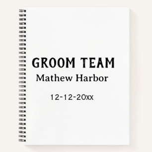 Groom team groomsman name date bachelore party notebook