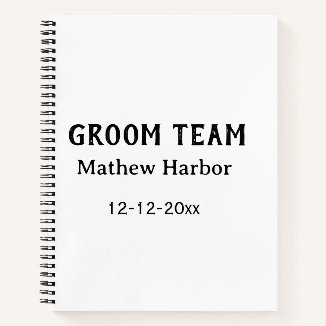 Groom team groomsman name date bachelore party notebook (Front)