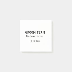 Groom team groomsman name date bachelore party post-it notes
