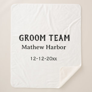 Groom team groomsman name date bachelore party sherpa blanket