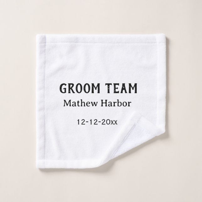 Groom team groomsman name date bachelore party wash cloth (Wash Cloth)