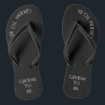 Groom to Be Black Typography Wedding Modern Chic Thongs<br><div class="desc">Groom-to-be typography black flip flops to wear and be chic,  as well as,  stylish before your big day.  I love these</div>